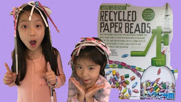 【DIY: ブレスレット】リサイクルペーパービーズでブレスレットを作ったよ☆Makeing Bracelet with recycled paper beads