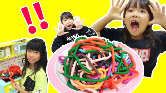 カラフルパスタ屋さんごっこ★カラフル粘土遊びColorful Clay Noodles★にゃーにゃちゃんねる